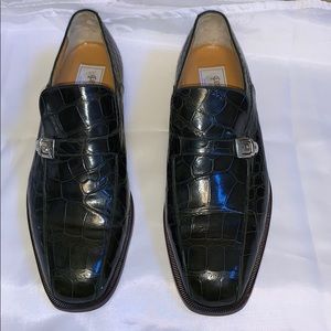 Dark Green Ferrini Alligator Loafers